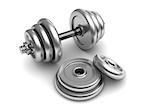 3d illustration of dumbell set over white background