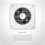 Gray plastic ventilation with circle lattice and with sample text. Isolated vector illustration on gray background.