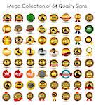 Mega Collection Set of 64  Quality Label Signs. Vector Illustration