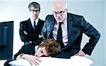 manager and boss discover lazy employee sleeping during day job