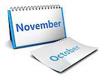 3d illustration of folding calendar with november month page