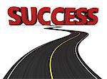 3d illustration of road to success sign over white background