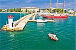 Zadar turquoise sea harbor view, Dalmatia, croatia