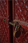 Carved Door with Antique Lock in Udaipur City Palace, Rajasthan, India