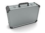 3d illustration of aluminum suitcase over white background