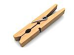 3d illustration of wooden clothespin over white background