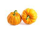 Two small decorative pumpkins, isolated on white background