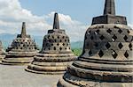 Stupa's at the Borobudur temple in Yogyakarta, Indonesia