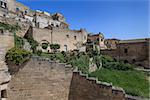 A view at houses in the Sassi the historic center of the city Matera in Basilicata in Italy