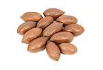 Pecan nuts in shells, isolated on a white background