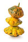 Pyramid of gourds isolated on a white background