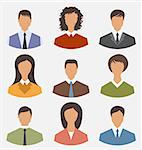 Illustration avatar set front portrait office employee business people for web design - vector