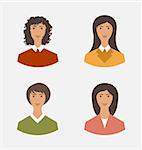 Avatar set front portrait office employee business woman for web design icons  - vector