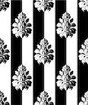 Seamless monochrome damask vintage pattern. Striped