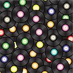 colorful illustration with black vinyl record  background