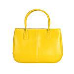 High-resolution image of an isolated yellow leather handbag on white background. High-quality clipping path included.