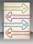 Arrow shaped binding clip infographic design with options