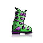 Ski boots, sketch for your design. Vector illustration