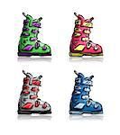 Ski boots set, sketch for your design. Vector illustration