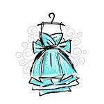 Dress on hangers, sketch for your design. Vector illustration
