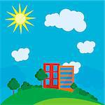 Vector illustration of Flat Style Urban Landscape in day