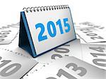 3d illustration of years passign concept with 2015 year page
