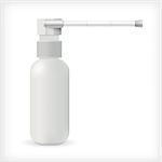 Gray throat spray aerosol medication blank bottle. Isolated vector illustration on white background.