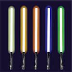 colorful illustration  with light sabers on sky background