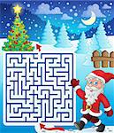 Maze 3 with walking Santa Claus - eps10 vector illustration.