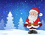 Santa Claus standing in snow - eps10 vector illustration.