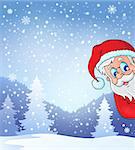 Theme with lurking Santa Claus - eps10 vector illustration.