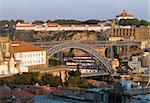 Ponte Maria Pia cross the river Douro located in the city of Porto in Portugal.