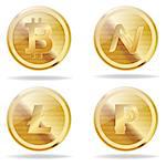 Vector Virtual Coins Icons, Eps10 Vector, Gradient Mesh and Transparency Used