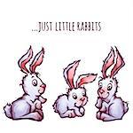 Set of cartoon cute rabbits. Vector illustration.