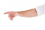 Businessmans hand pointing in shirt on white background