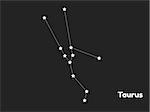 star constellation of taurus on black background, vector