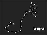 star constellation of scorpius on black background, vector