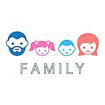 Simple colorful family symbol with parents and children