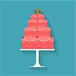 Vector illustration of Wedding cake style flat