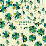 Vector seamless floral  Patterns, fully editable eps 10 file with clipping mask and seamless pattern in swatch menu
