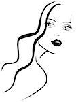 Beautiful stylish young woman, sketching vector illustration