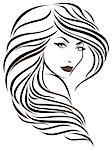 Beautiful stylish young woman with wavy hair, sketching vector illustration