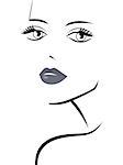 Beautiful fashionable young girl abstract portrait, laconic sketching vector illustration