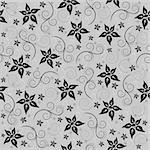 Illustration of seamless floral background in black and grey colours