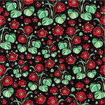 Illustration of seamless floral background in red and green colours