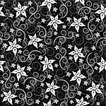 Illustration of seamless floral pattern in black and white colours