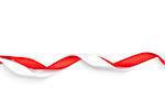 Valentines day spiral shaped ribbons. Isolated on white background with copy space
