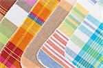 Colorful kitchen towels closeup texture