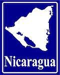 sign as a white silhouette map of Nicaragua with an inscription on a blue background