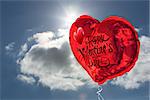 Cute valentines message against blue sky with clouds and sun